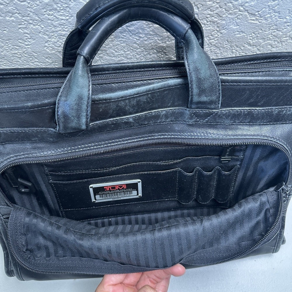 Vintage TUMI 9602D3 Napa Leather Laptop Briefcase Organizer Black Office Work - Picture 8 of 16